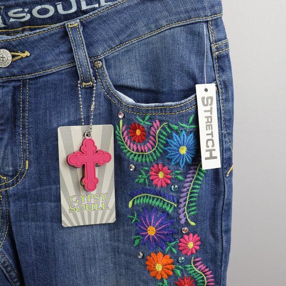 Gypsy Soule Janis Embroidered Stretch Jeans Size 8/29 NWT - Picture 3 of 6